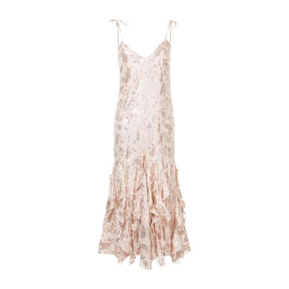 Alice McCall Best Of You Silk Midi Dress in Champagne Metallic Pink 4 Gown Event - Picture 2 of 11